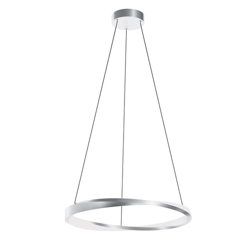 AFX Lighting Oberon 1 Light 24" Pendant, Satin Nickel/White