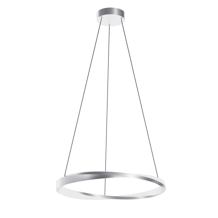AFX Lighting Oberon 1 Light 24" Pendant, Satin Nickel/White