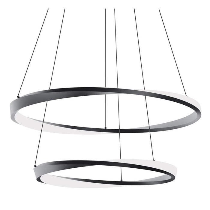 AFX Lighting Oberon 2 Light 40'' LED Pendant, Black/White - OBRP3240LAJUDBK