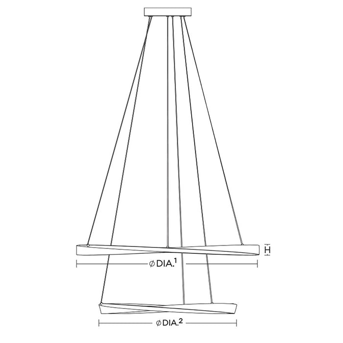 AFX Lighting Oberon 2Lt 40'' LED Pendant, Satin Nickel/White