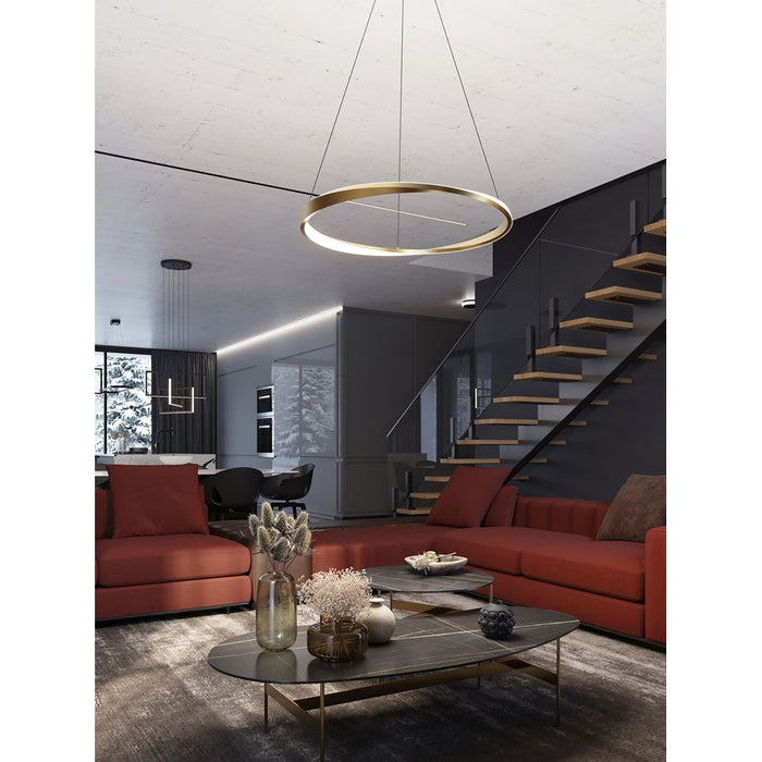 AFX Lighting Oberon 1 Light 32" Pendant, Brass/White