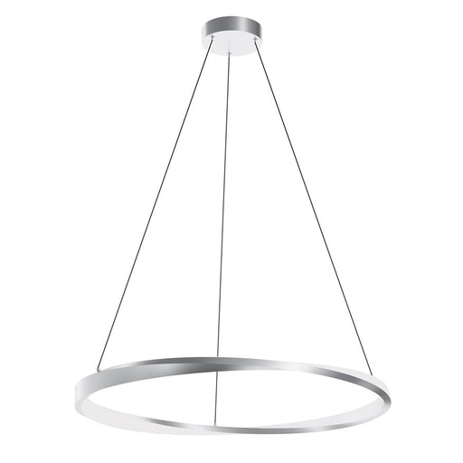 AFX Lighting Oberon 1 Light 32" Pendant, Satin Nickel/White