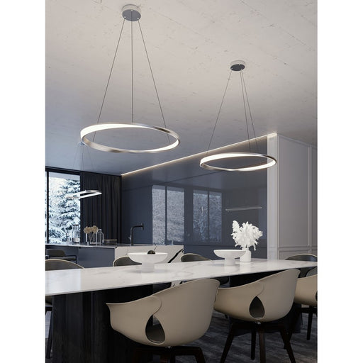 AFX Lighting Oberon 1 Light 32" Pendant, Satin Nickel/White