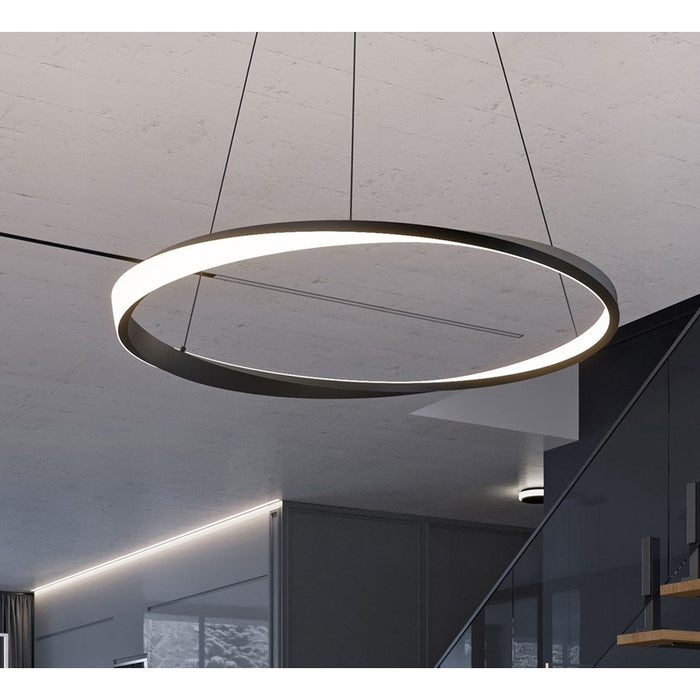 AFX Lighting Oberon 1 Light 40'' LED Pendant, Black/White