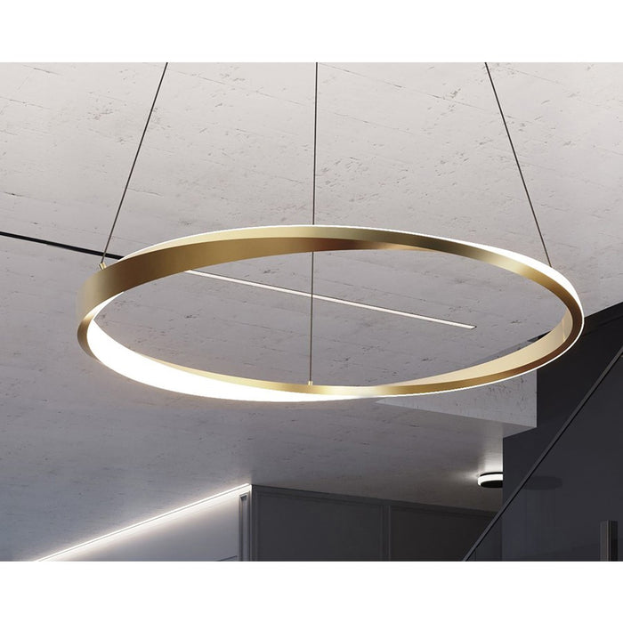 AFX Lighting Oberon 1Lt 40'' LED Pendant, Brass/White