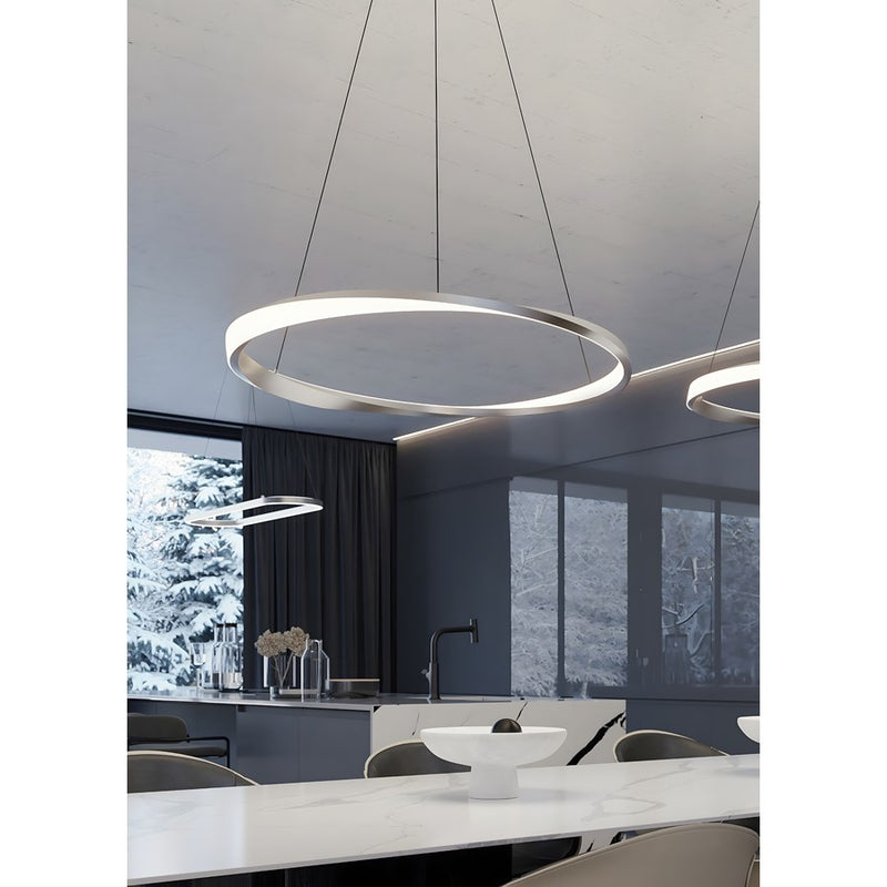 AFX Lighting Oberon 1 Light 40'' LED Pendant, Satin Nickel/White