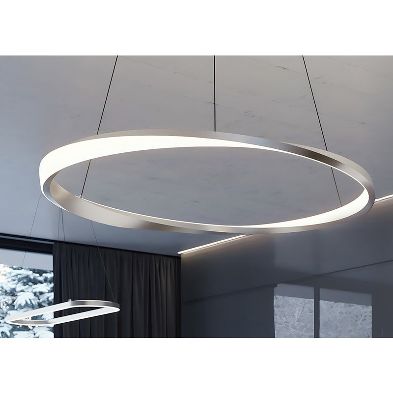 AFX Lighting Oberon 1 Light 40'' LED Pendant, Satin Nickel/White