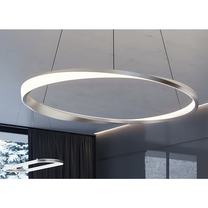 AFX Lighting Oberon 1 Light 40'' LED Pendant, Satin Nickel/White