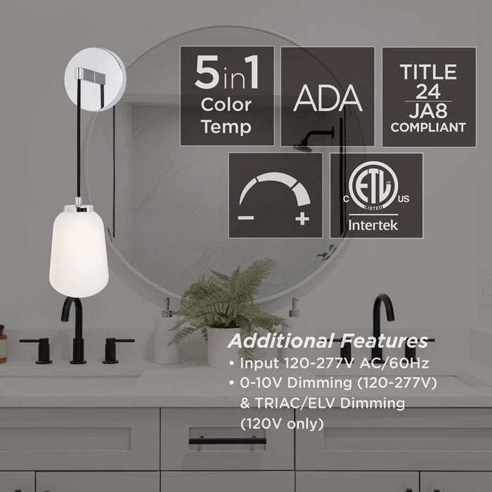 AFX Lighting Olivia 1Lt 14" LED Wall Sconce, Chrome/White