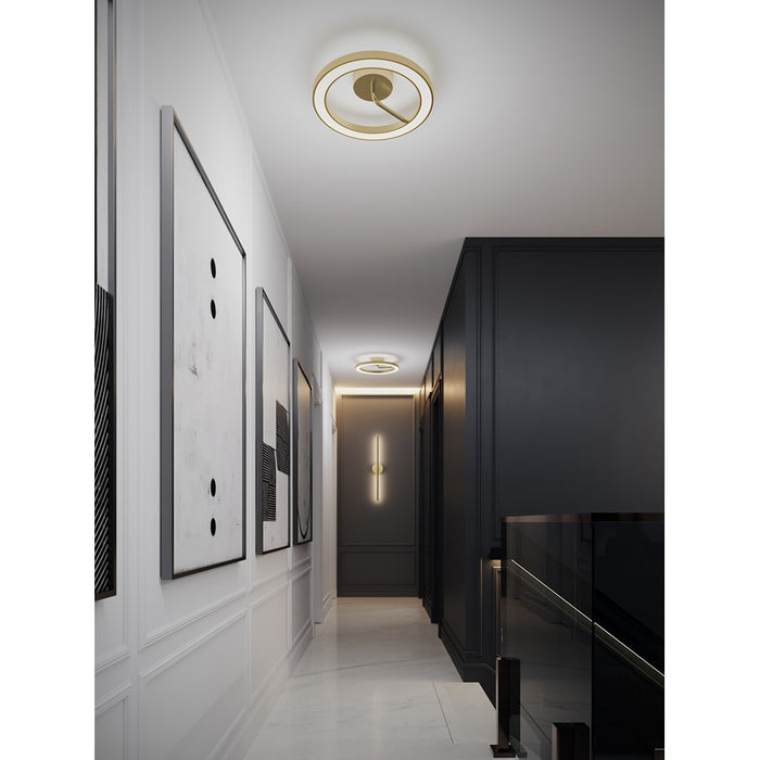 AFX Lighting One 1Lt 18" LED Flush Mount, Antique Brass/White