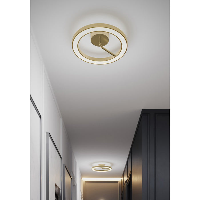 AFX Lighting One 1Lt 18" LED Flush Mount, Antique Brass/White