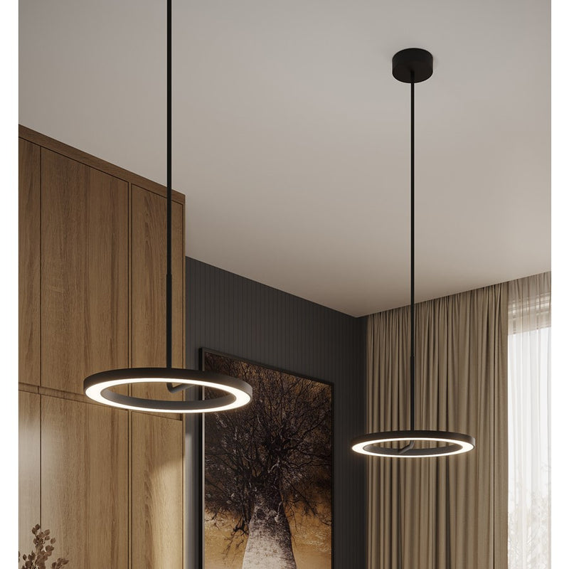AFX Lighting One 1Lt 18" LED Pendant, Black/White