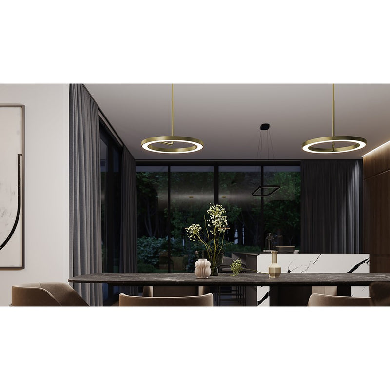 AFX Lighting One 1Lt 18" LED Pendant, Antique Brass/White