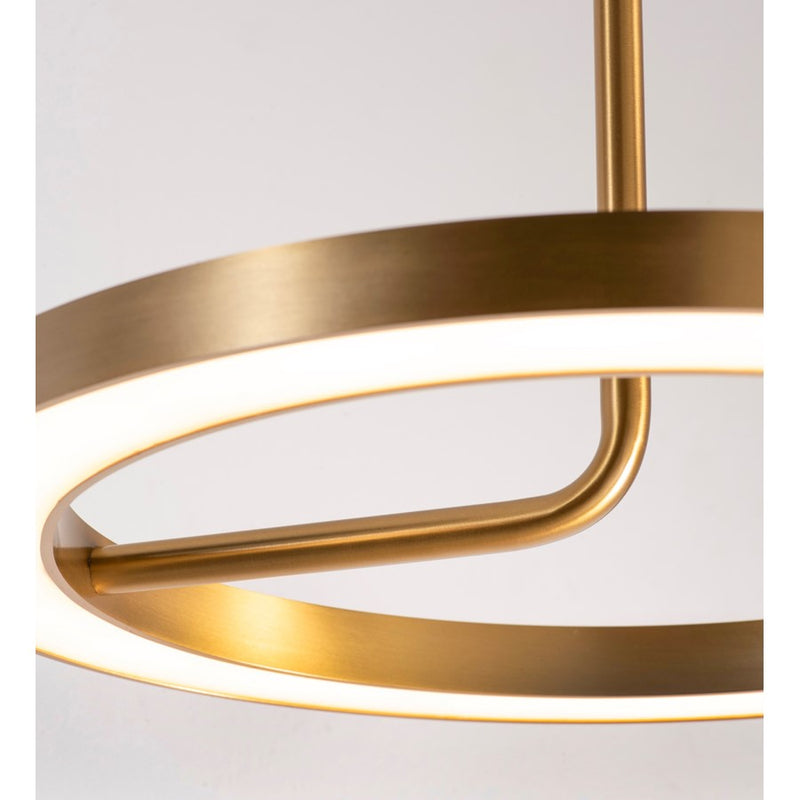 AFX Lighting One 1Lt 18" LED Pendant, Antique Brass/White