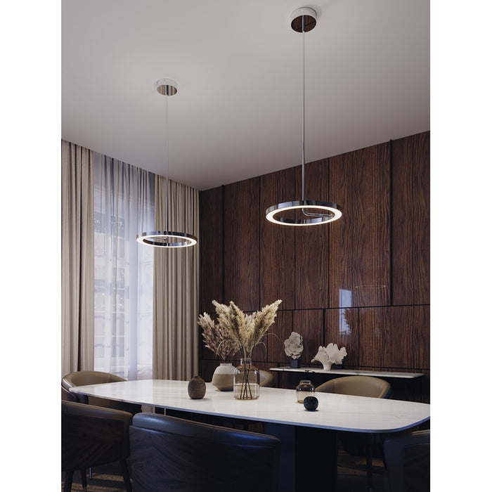 AFX Lighting One 1Lt 18" LED Pendant, Chrome/White