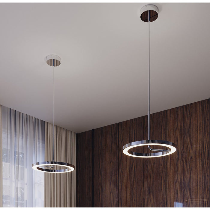 AFX Lighting One 1Lt 18" LED Pendant, Chrome/White