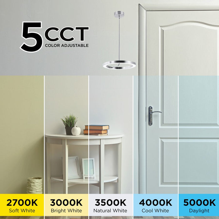 AFX Lighting One 1Lt 18" LED Pendant, Chrome/White