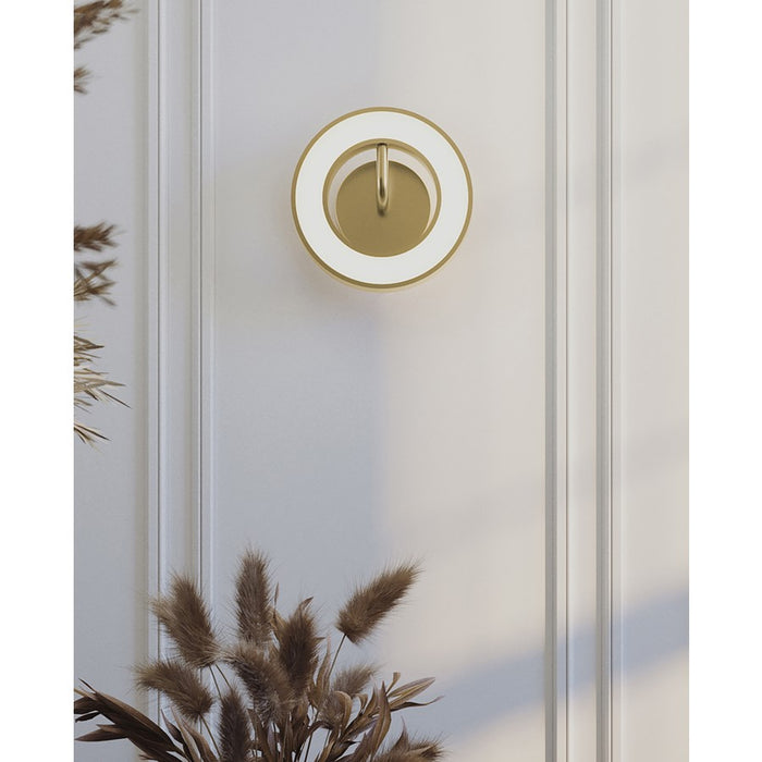 AFX Lighting One 1Lt 10" LED Wall Sconce, Antique Brass/White