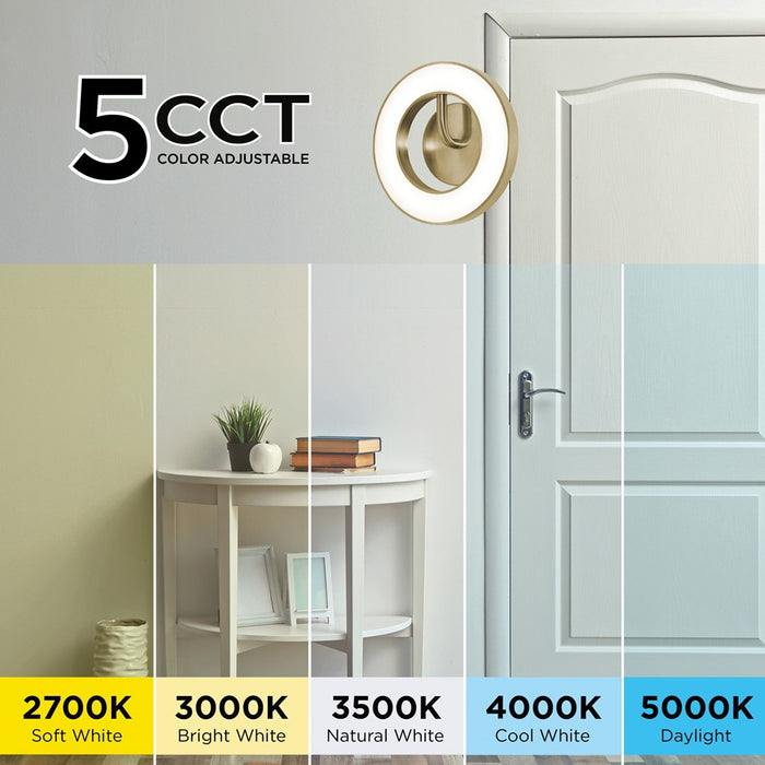 AFX Lighting One 1Lt 10" LED Wall Sconce, Antique Brass/White