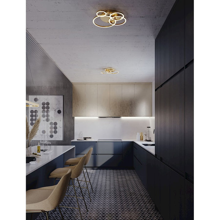 AFX Lighting Orbit 4Lt 18" Semi-Flushmount, Brass/Frosted