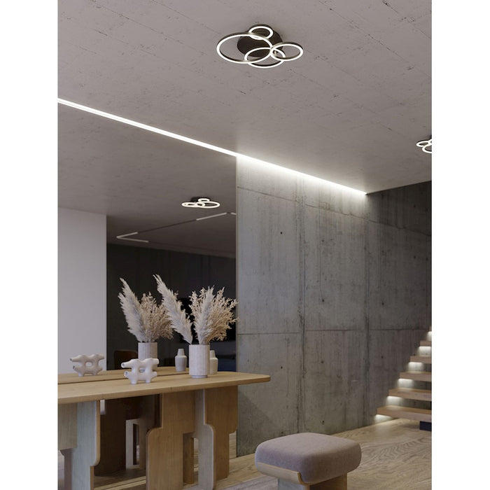 AFX Lighting Orbit 4 Light 24" Semi-Flushmount, Black/Frosted