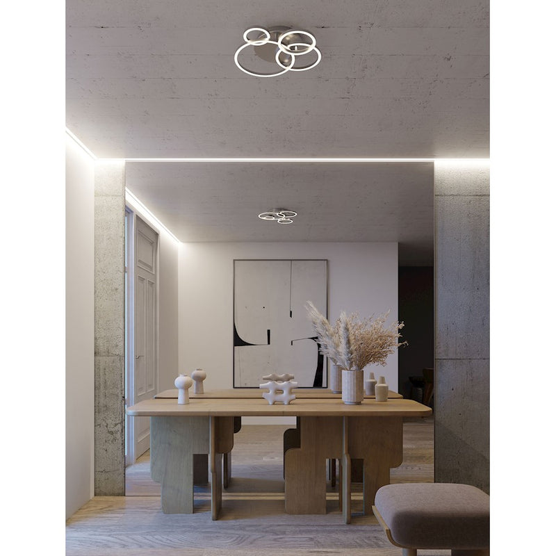 AFX Lighting Orbit 4Lt 24" Semi-Flushmount, Nickel/Frosted