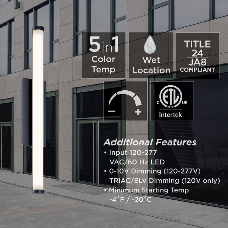 AFX Lighting Path 1Lt 18" LED Outdoor Sconce, Black/Frosted