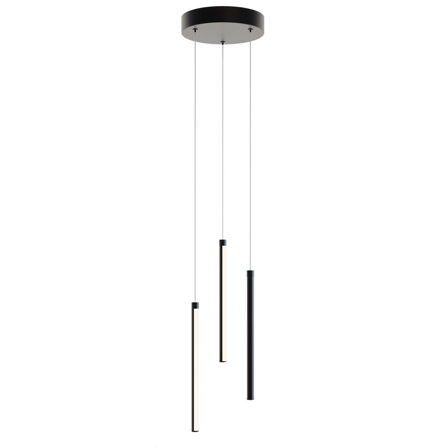AFX Lting Rosemont 12'' 3-Lt LED Pendant, Black/White - RMTP04L30D1BK
