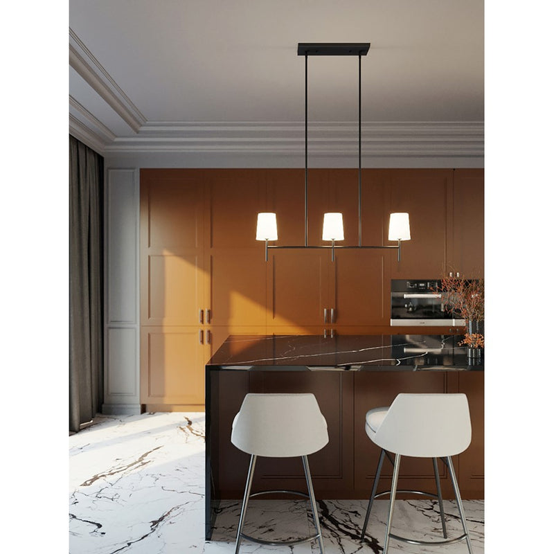 AFX Lighting Rose 36'' 3-Lt Pendant, Candelabra Base/Black/White