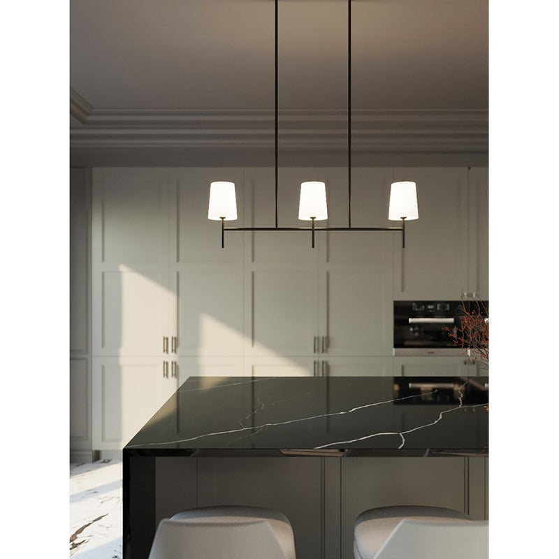 AFX Lighting Rose 36'' 3-Lt Pendant, Candelabra Base/Black/White