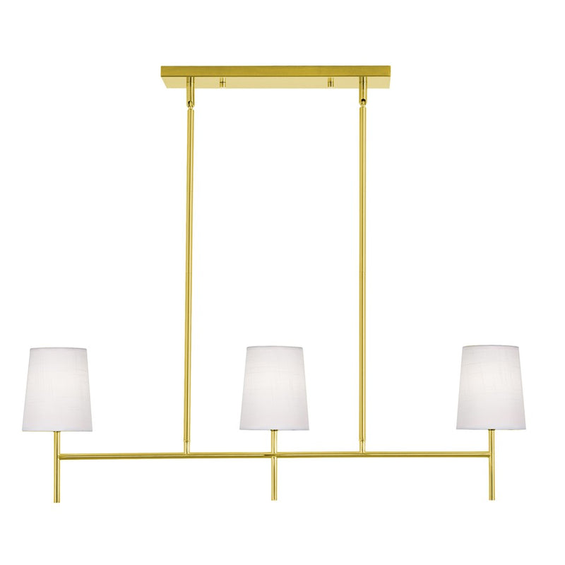 AFX Lighting Rose 36'' 3-Lt Pendant, Candelabra Base/Brass/White