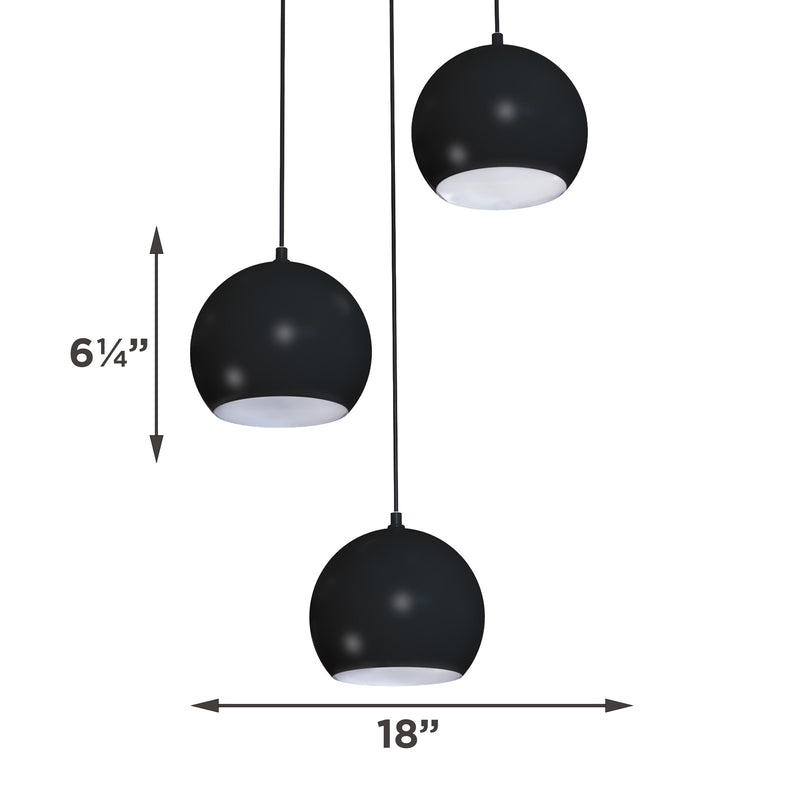 AFX Lighting Roxy 18in 3-Light Globe Pendant | Modern White Steel | Kitchen Island & Dining Room | 18 x 18 x 6 in | Model RXYP08WHRND3