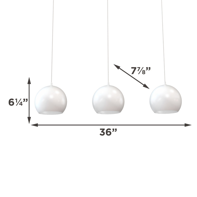 AFX Lighting Roxy 36in 3-Light Linear Pendant | Modern White and White Steel | Kitchen Island & Dining Room | 7.88 x 36 x 6.25 in | Model RXYP08WHLNR3