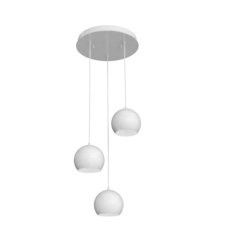 AFX Lighting Roxy 18in 3-Light Globe Pendant | Modern White Steel | Kitchen Island & Dining Room | 18 x 18 x 6 in | Model RXYP08WHRND3