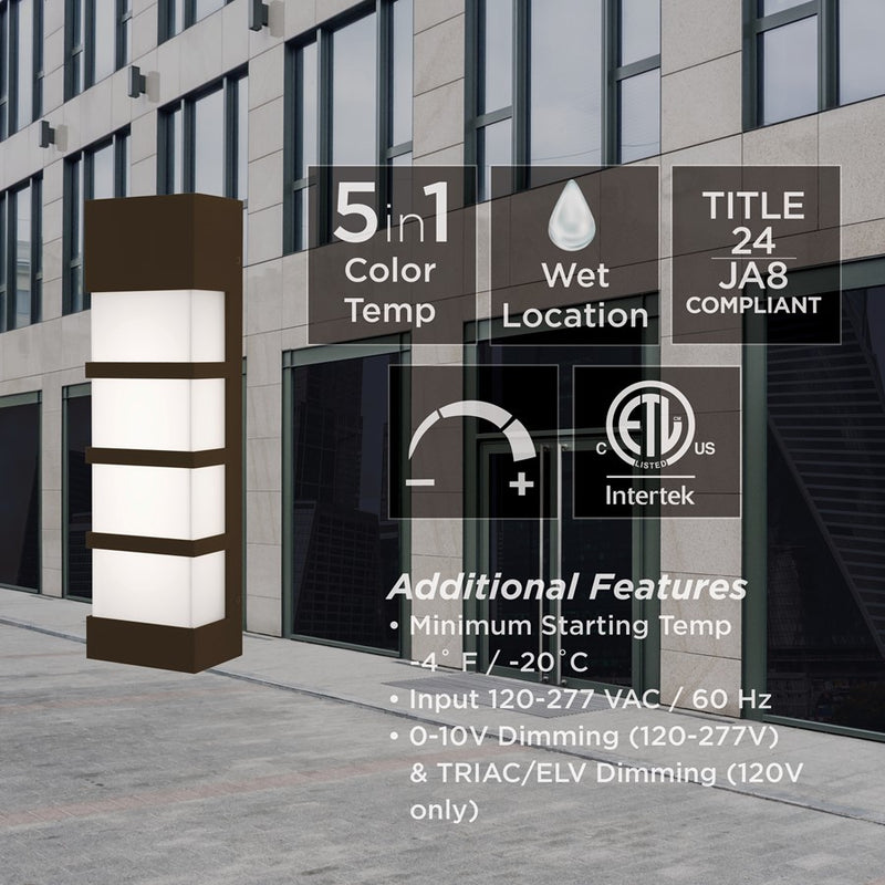 AFX Lighting State 1 Light 17" LED Outdoor Sconce, Bronze/White