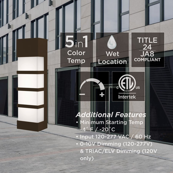 AFX Lighting State 1 Light 17" LED Outdoor Sconce, Bronze/White