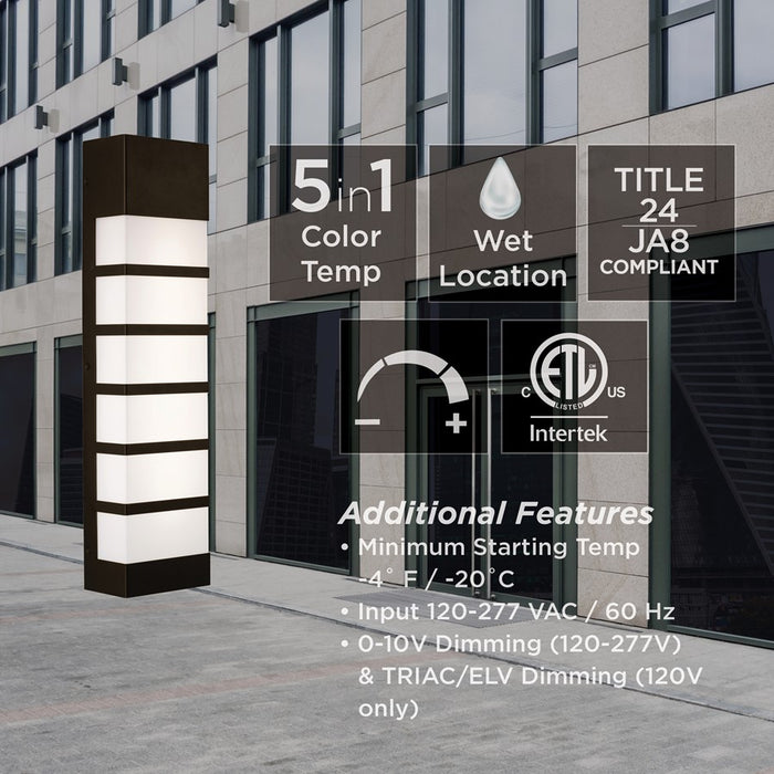 AFX Lighting State 1 Light 24" LED Outdoor Sconce, Bronze/White