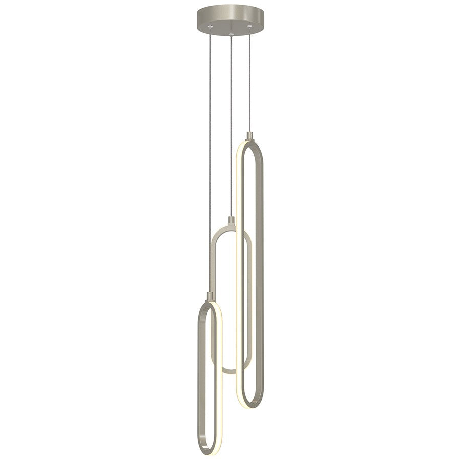 AFX Lting Sienna 3-Lt LED Pendant, Nickel/White - SIEP99LAJD1NPRND3