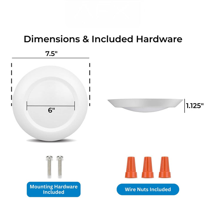 AFX Lighting Slim 1Lt 6" LED Flush Mount, White/Frosted
