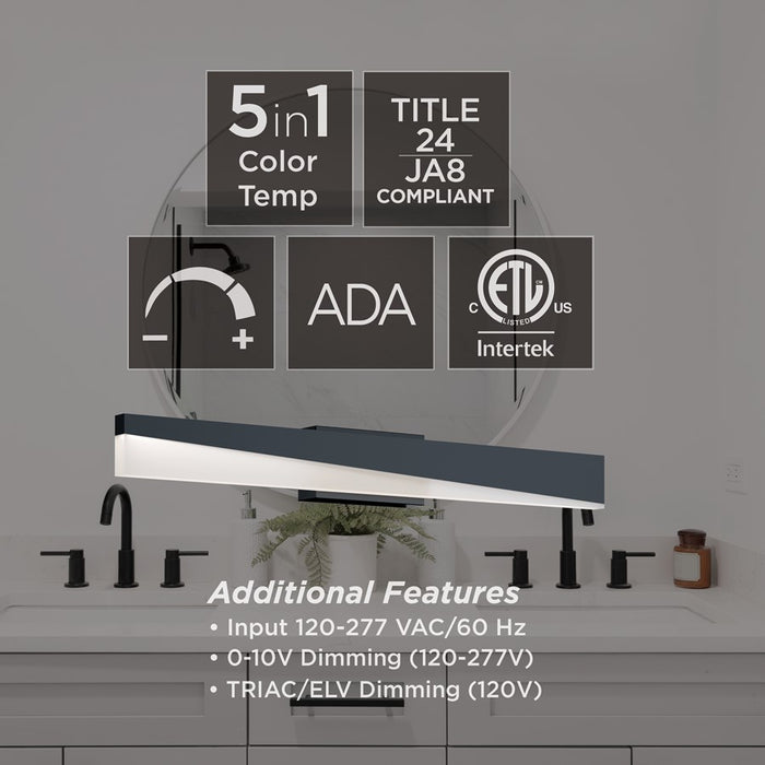 AFX Lighting Slant 1 Light 24" LED Vanity, Black/Frosted