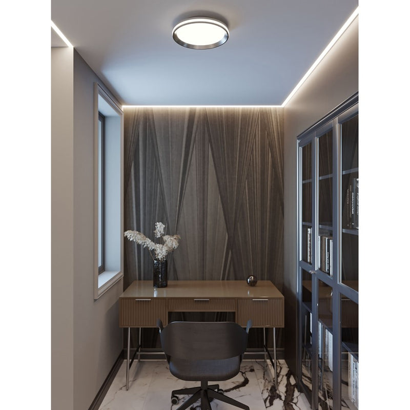 AFX Lighting Sona 1LT 16'' LED Flush Mount, Satin Nickel/White