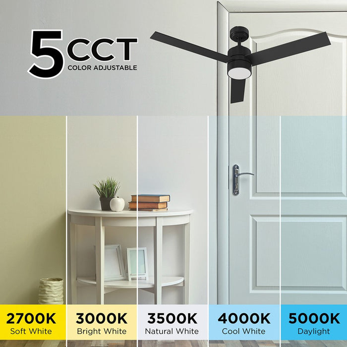 AFX Lighting Santo 1Lt 52" 3 Blade LED Ceiling Fan, BK/FR