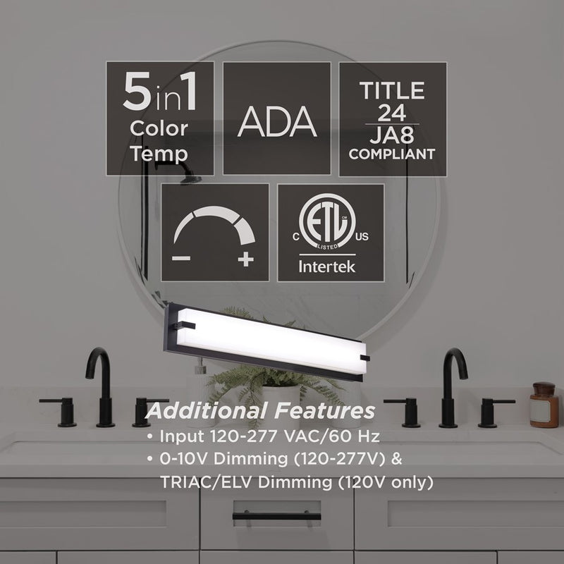 AFX Lighting Sinclair 1 Light 24" LED Vanity Light, Black/White