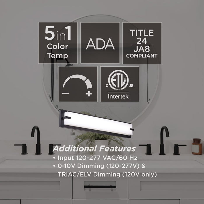 AFX Lighting Sinclair 1 Light 24" LED Vanity Light, Black/White