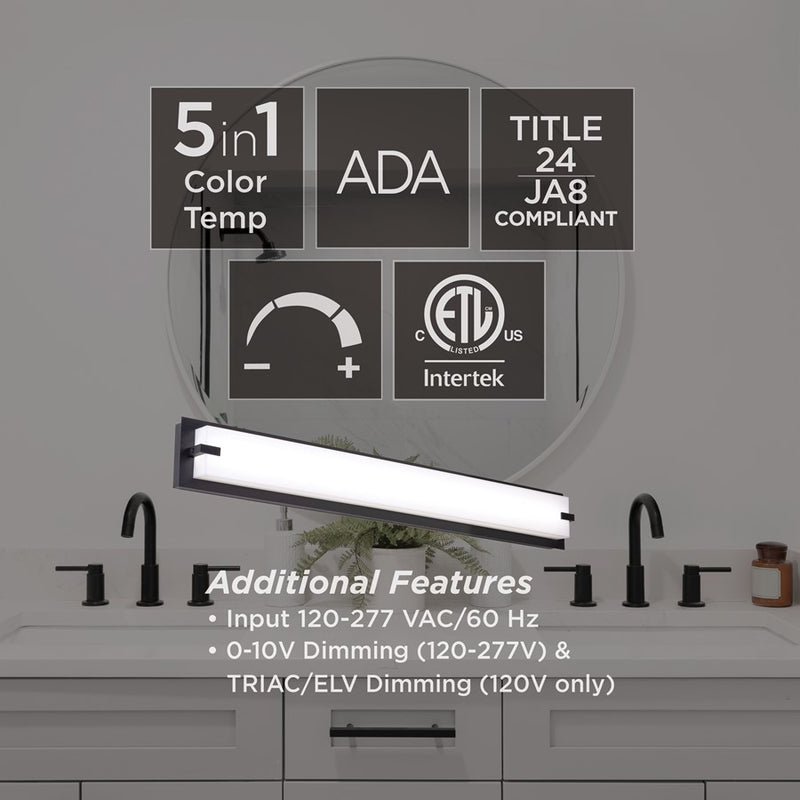 AFX Lighting Sinclair 1 Light 36" LED Vanity Light, Black/White