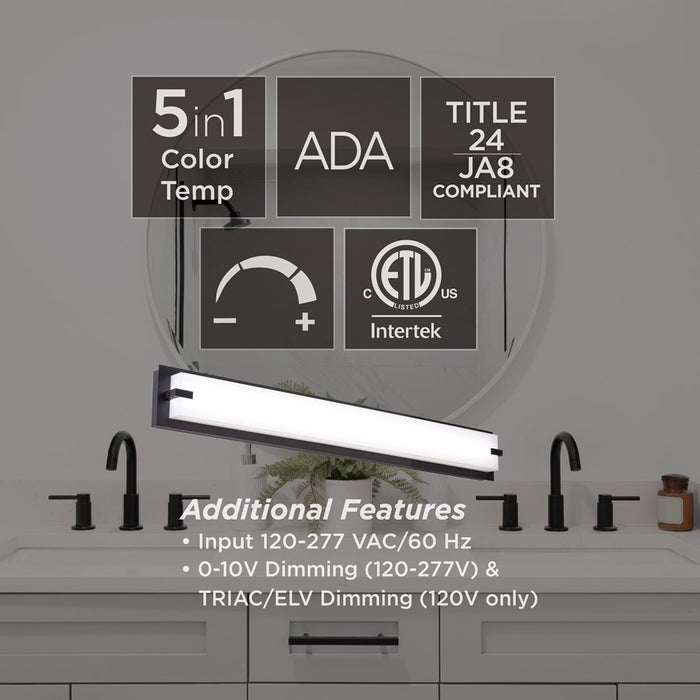 AFX Lighting Sinclair 1 Light 36" LED Vanity Light, Black/White