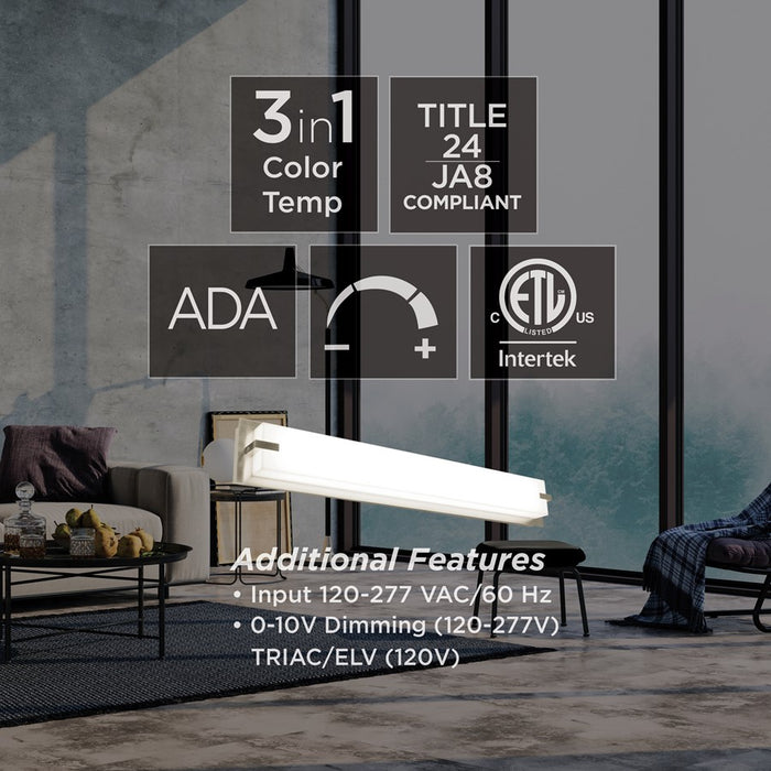 AFX Lighting Sinclair LED Vanity, Satin Nickel/White