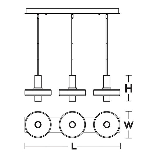AFX Lighting Sydney 3 Light Black Pendant, Black/White