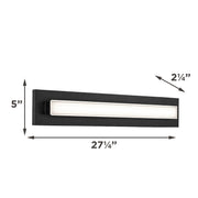 AFX Vogue 27in LED Vanity Light | Modern Black Steel and Clear Glass | Bathroom & Powder Room | 1600 Lumens, 5-CCT Dimmable | Model VOGV2407LAJUDBK