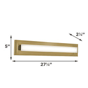 AFX Vogue 27in LED Vanity Light | Modern Light Antique Brass Steel and Clear Glass | Bathroom & Powder Room | 1600 Lumens | Model VOGV2407LAJUDLB